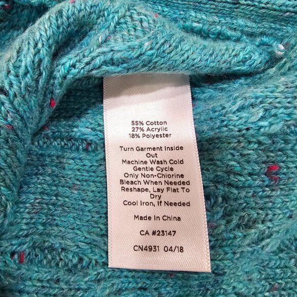Women's Talbots Turquoise Speckled Open Cardigan Sweater Size L - Picture 6 of 6